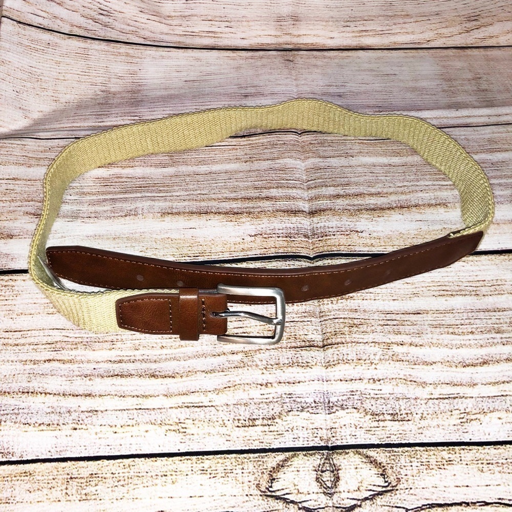 Classic Belt / khaki canvas and Brown belt Size L